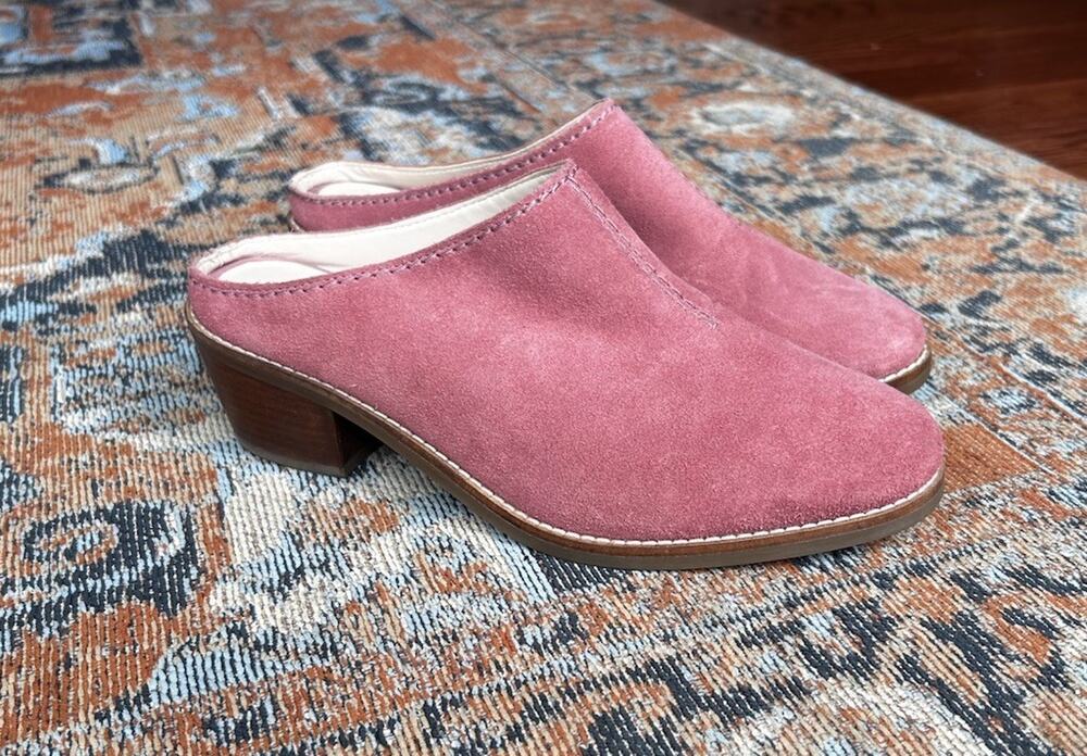 Cole Haan Pink Suede Slide On Heeled Mules Women’s US 8.5